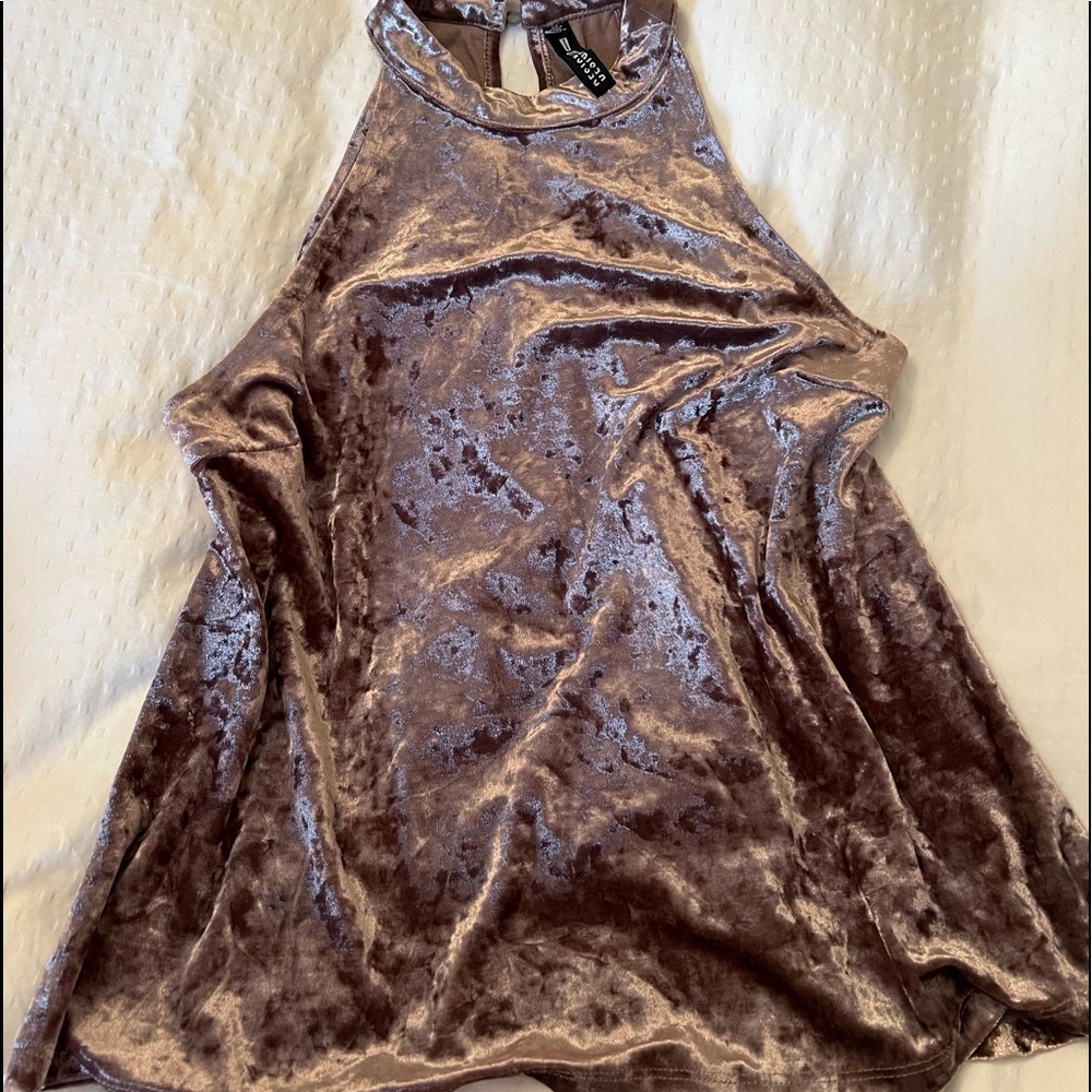 Design Lab taupe crushed velvet top